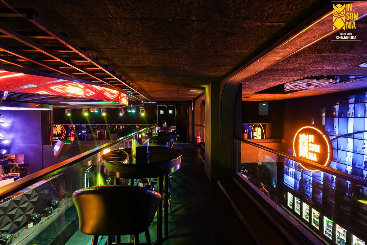 The mezzanine level overlooking the floor — Insomnia Night Club, Khajaguda, Hyderabad
