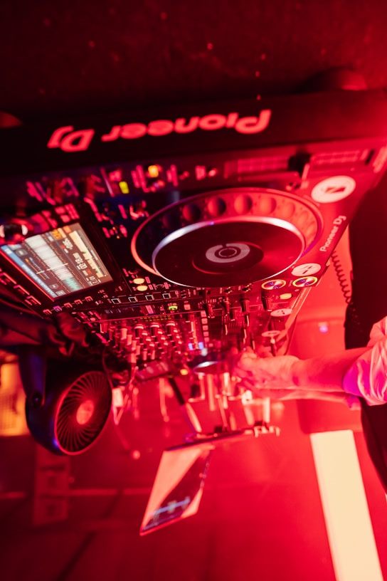 Pioneer DJ controller in red light — Insomnia Night Club, Hyderabad