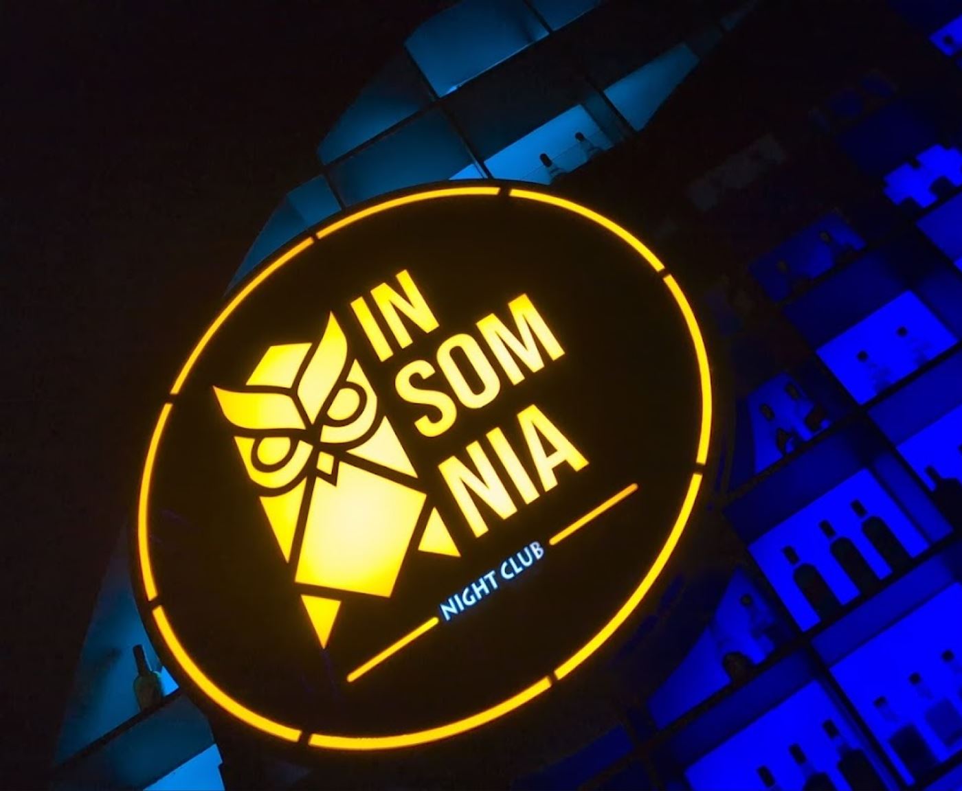 Insomnia Night Club neon sign in Khajaguda, Hyderabad