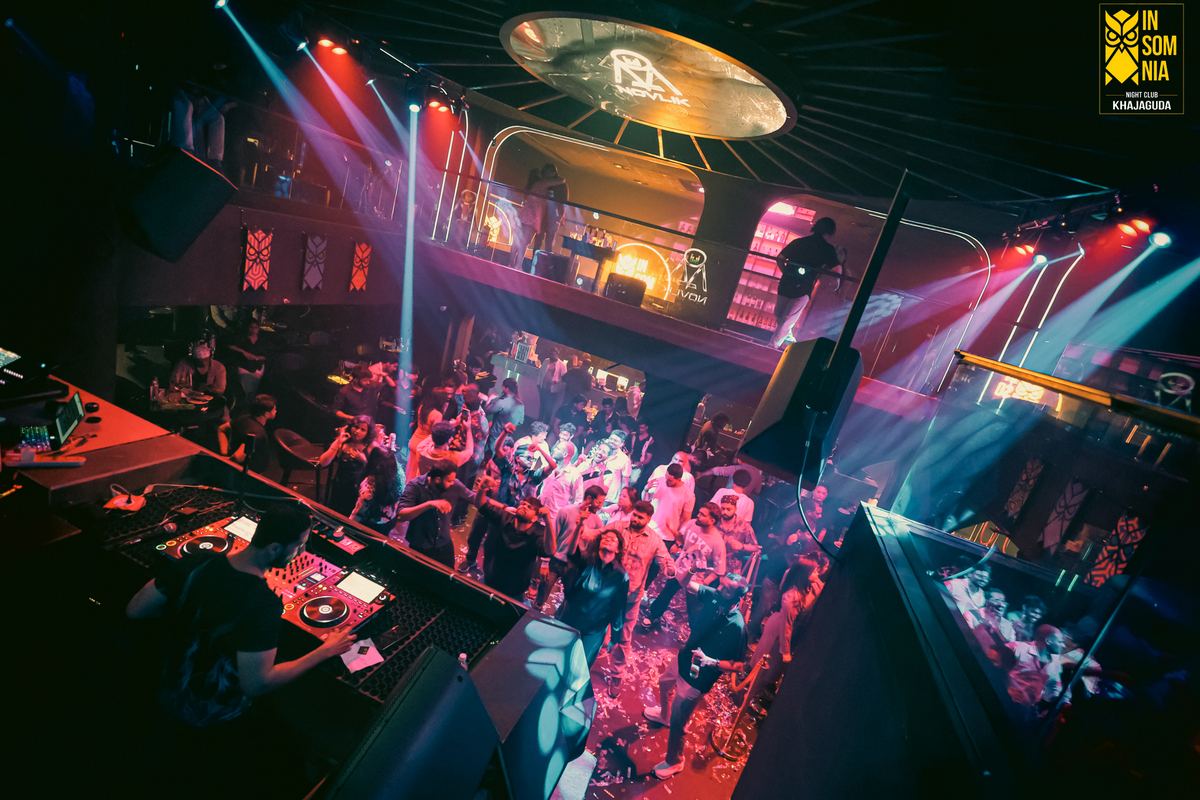 Friends celebrating at the tables — Insomnia Night Club, Khajaguda, Hyderabad