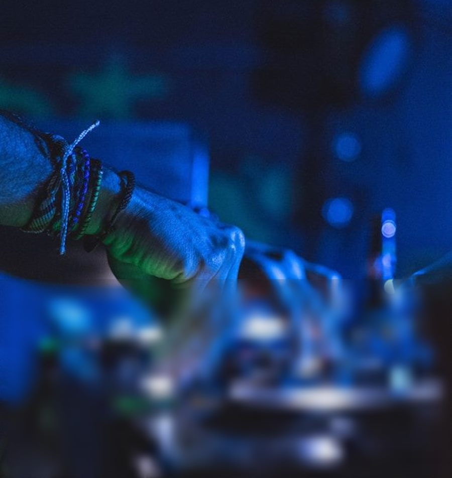 DJ mixing live on turntables at Insomnia Night Club, Hyderabad